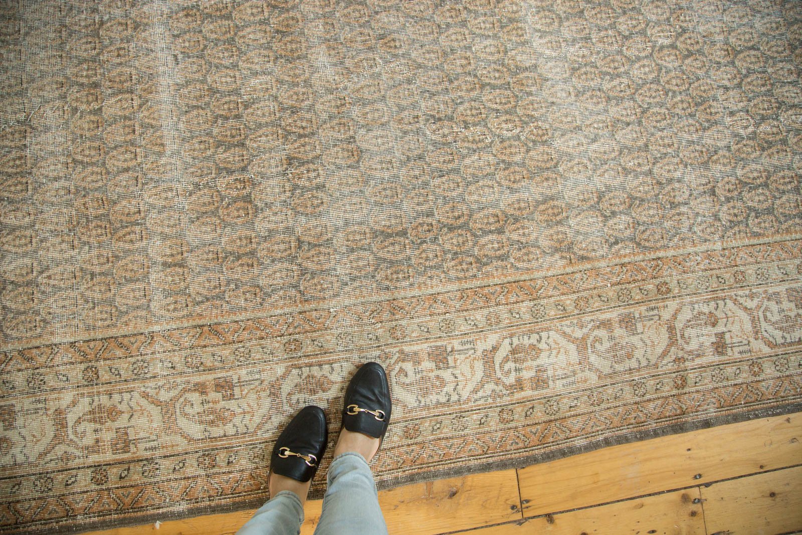 Vintage Distressed Oushak Carpet
