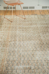 Distressed vintage Oushak rug, allover Mir Boteh pattern with vinery border and faded silver, ivory, orange.