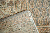 Hand knotted Turkish Oushak rug showing woven foundation and distressed pile texture.