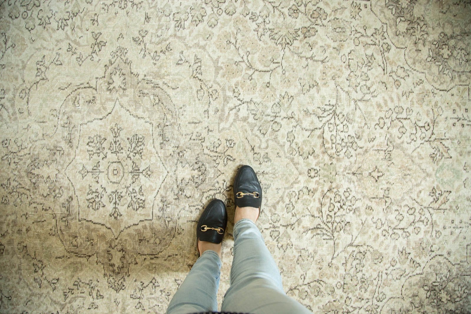 Vintage Distressed Oushak Carpet