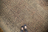 Vintage Sivas carpet with allover Herati pattern, dusty blush, charcoal, beige, and low pile.