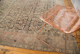 Vintage Sivas carpet with allover herati pattern, dusty blush, ivory, and charcoal, showing even pile wear.