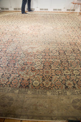 Vintage Turkish Sivas carpet end with even wear, exposed foundation, and herati motif.