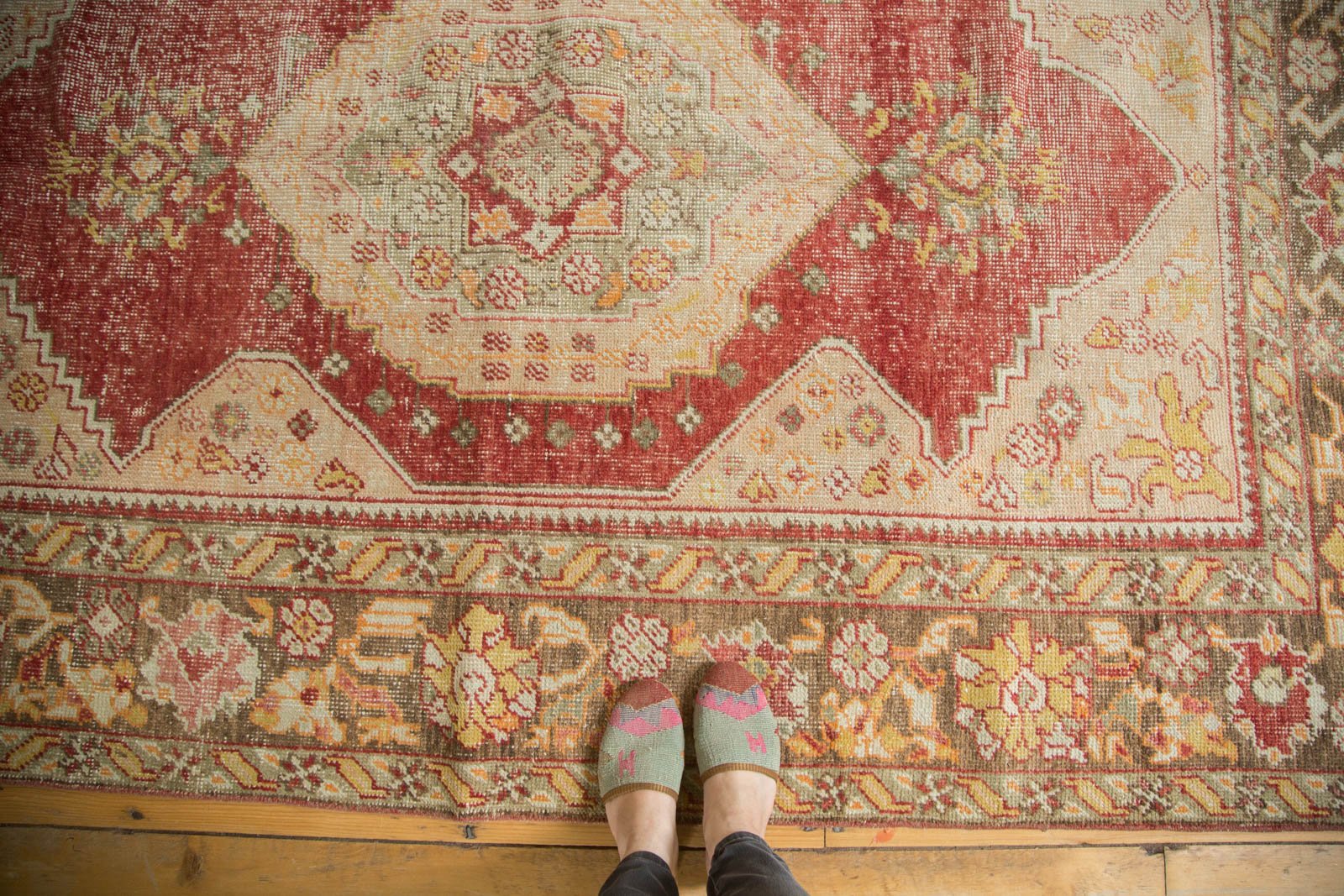 Vintage Distressed Oushak Carpet