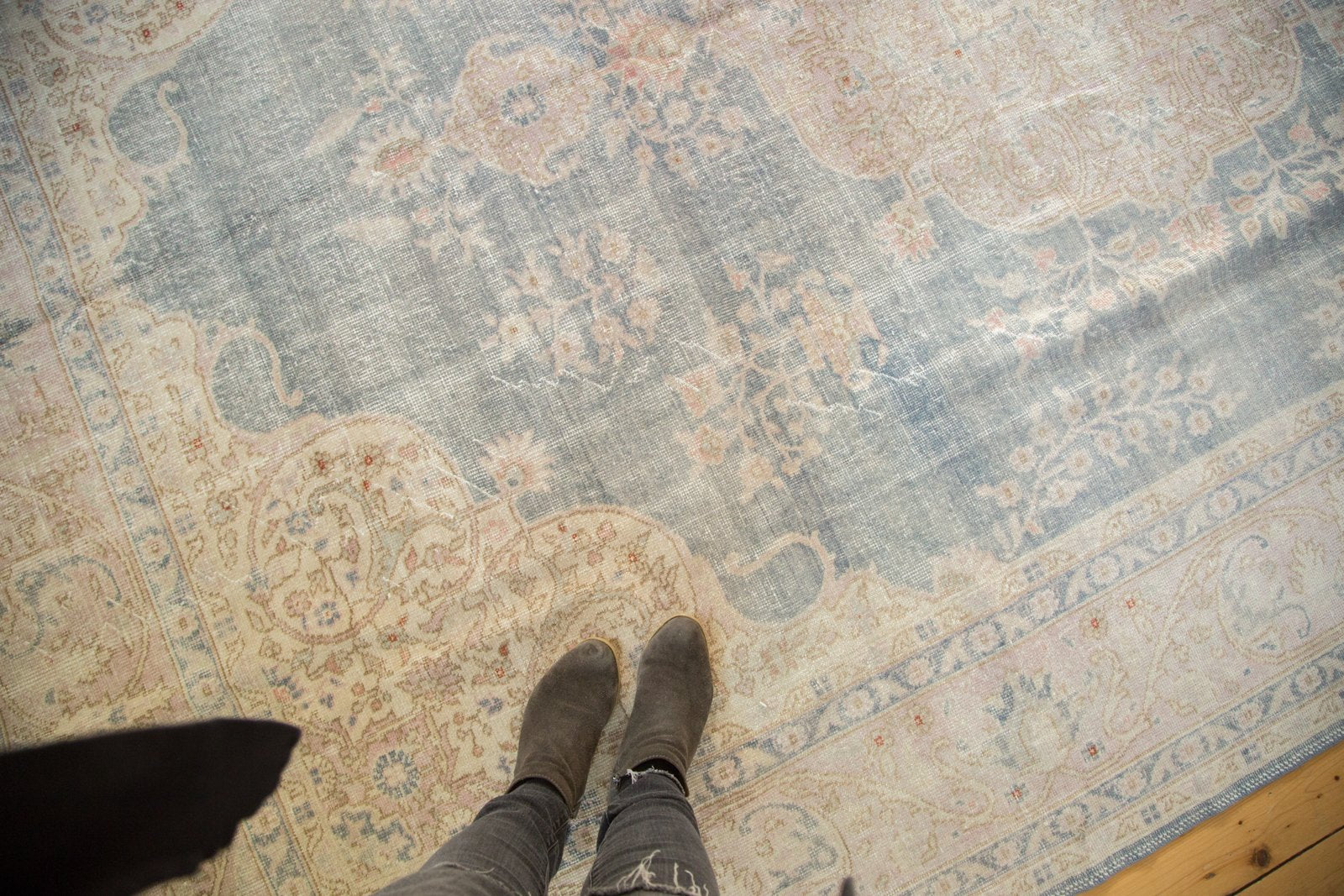 Vintage Distressed Oushak Carpet