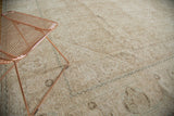 Distressed vintage Mahal carpet showing light foundation, faded Herati, and subtle blue border.