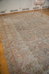 Distressed antique Malayer runner, showing worn pile, faded blue and red herati pattern.
