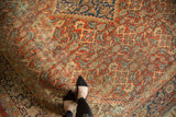 Antique Mahal carpet with Herati motif, stepped medallion, and classic turtle samovar border.