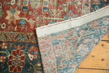Intricate hand-knotted foundation and textured, distressed pile of the vintage Karaja rug.