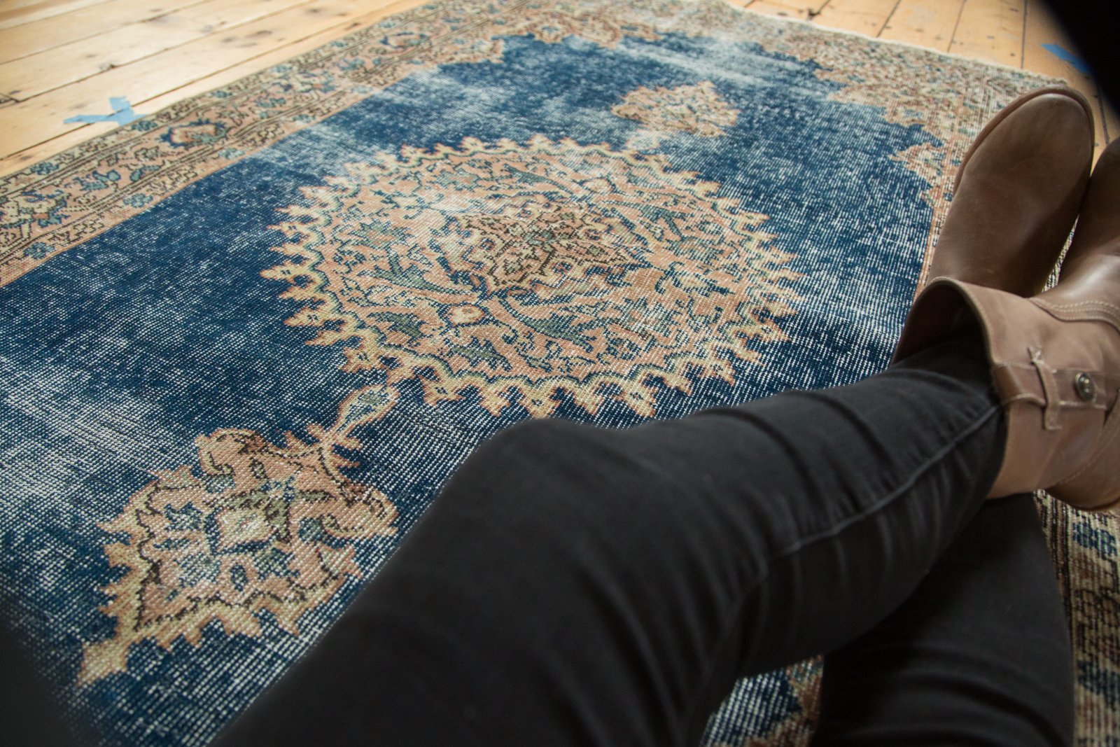 Vintage Distressed Oushak Rug