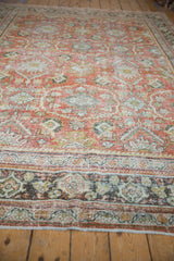 Distressed Persian Mahal carpet border and field, showcasing even wear and soft hues.