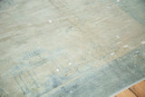 Distressed antique Peking carpet texture, revealing visible foundation in sea foam blue and ivory.