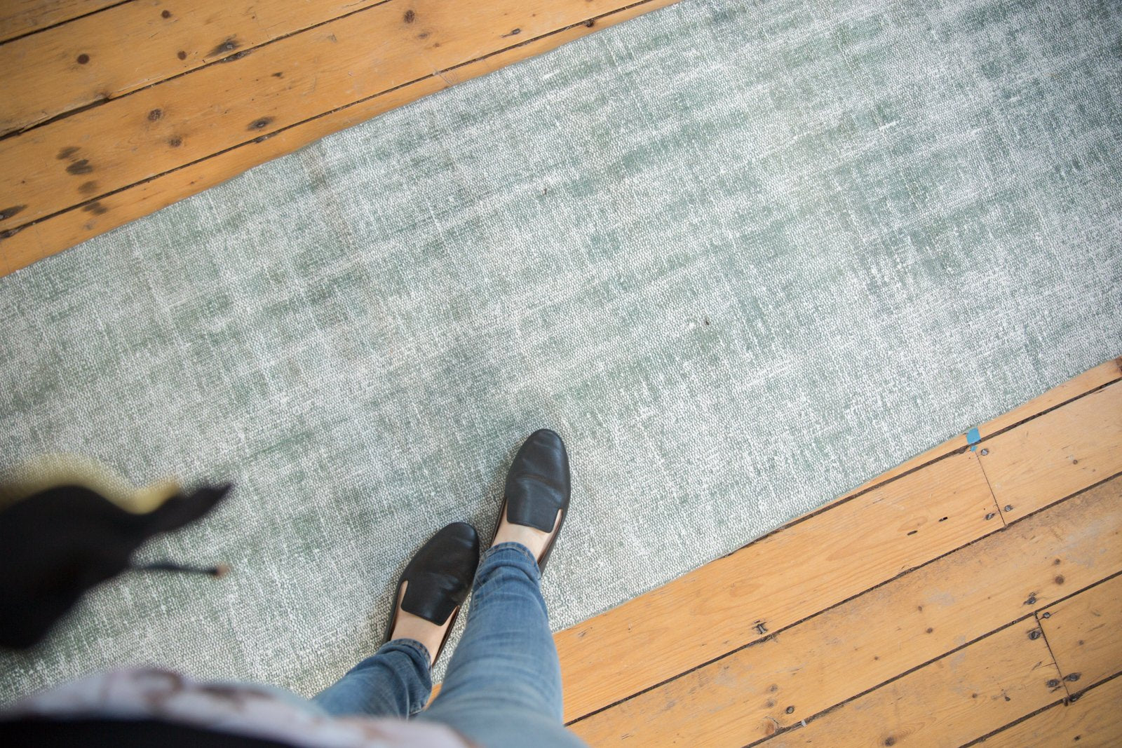 Vintage Distressed Overdyed Oushak Rug Runner