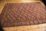 Corner of an early 20th century Turkmen carpet, with elaborate geometric borders and field guls.