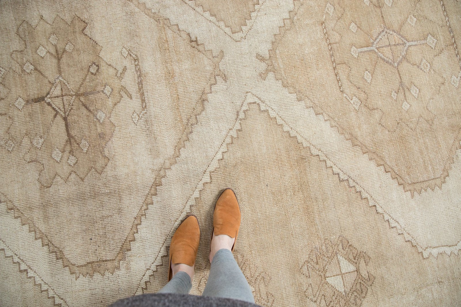 Vintage Distressed Oushak Carpet