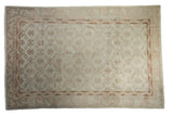 Distressed vintage Turkish Sparta carpet, allover floral lattice in ivory, beige, coffee bronze.