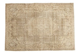 Hand knotted Vintage Distressed Sparta carpet, oversized Rococo medallion, beige and brown tones, 6'10