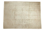 Vintage distressed Sivas carpet, soft ivory with faded medallion, floral design, 8'2