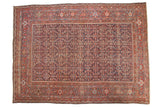 Antique Persian Mahal carpet, allover herati, navy, madder red, sky blue, circa 1920s.