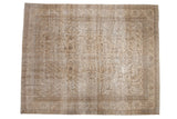 Vintage distressed Sivas carpet with faded allover floral vinery, palmettes, and beige tones.