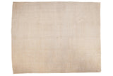 Distressed Vintage Oushak carpet, soft ivory-beige palette, low pile, faint patterns, 8'7