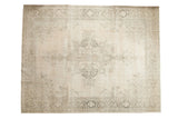 Vintage distressed Sivas carpet with central medallion and floral patterns in ivory, beige, silver, 9' x 11'8