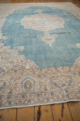 A low perspective highlighting the balanced wear across the sky blue pile of a Sivas rug.