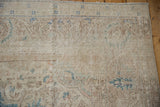 Balanced wear pattern on a vintage Sivas carpet showing exposed foundation and low-pile knot heads.