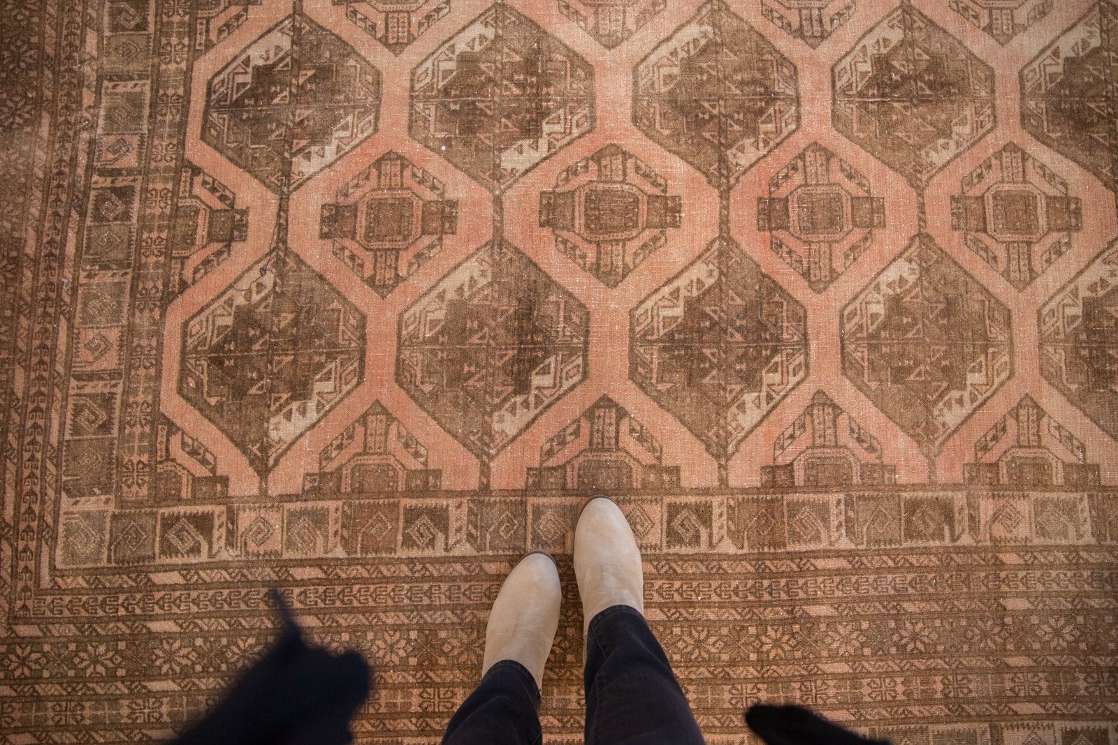 Vintage Distressed Afghan Carpet