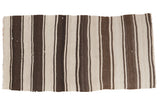 Vintage Turkish Kilim rug with rhythmic vertical stripes of varying thickness in ivory and brown. 2'4