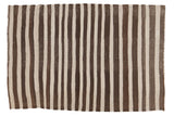 Vintage Turkish Kilim rug with vertical stripes in rich charcoal brown and ivory, 2'7
