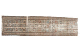 Fragmented antique Lilihan rug runner, pale beige and blue floral palmette vinery, visible worn foundation, 2'5