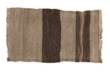 Vintage Turkish Kilim rug mat featuring horizontal gray and charcoal brown stripes, 1'6