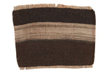 Vintage hand woven Turkish Kilim rug with charcoal black and nuanced neutral gray bands, 1'5 x 2'.
