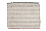 Vintage Turkish Kilim rug featuring tone-on-tone platinum and ivory banded stripes, 1'3