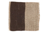 Vintage Turkish Kilim square rug with contrasting charcoal and beige blocks, 1'7