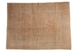 Vintage distressed Oushak carpet with soft apricot medallion and sprawling leaves, 6'1