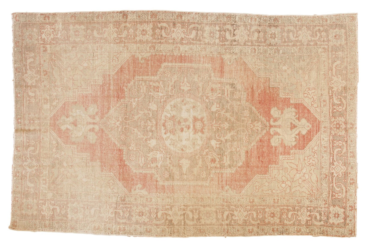 6.5x10 Vintage Distressed Oushak Carpet // ONH Item ee003123