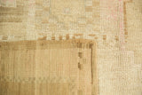 Vintage Oushak carpet: beige and ivory low pile and side cord selvage.