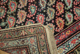 Hand-knotted construction and tightly woven foundation of the antique Kurdish runner.