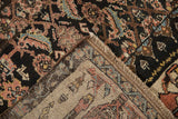 Vintage Kurdish Bijar rug's herati pattern pile, revealing hand-knotted foundation and secure side.