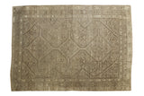 Vintage Distressed Persian Shiraz carpet, triple medallion design in muted slate gray and antique ivory.