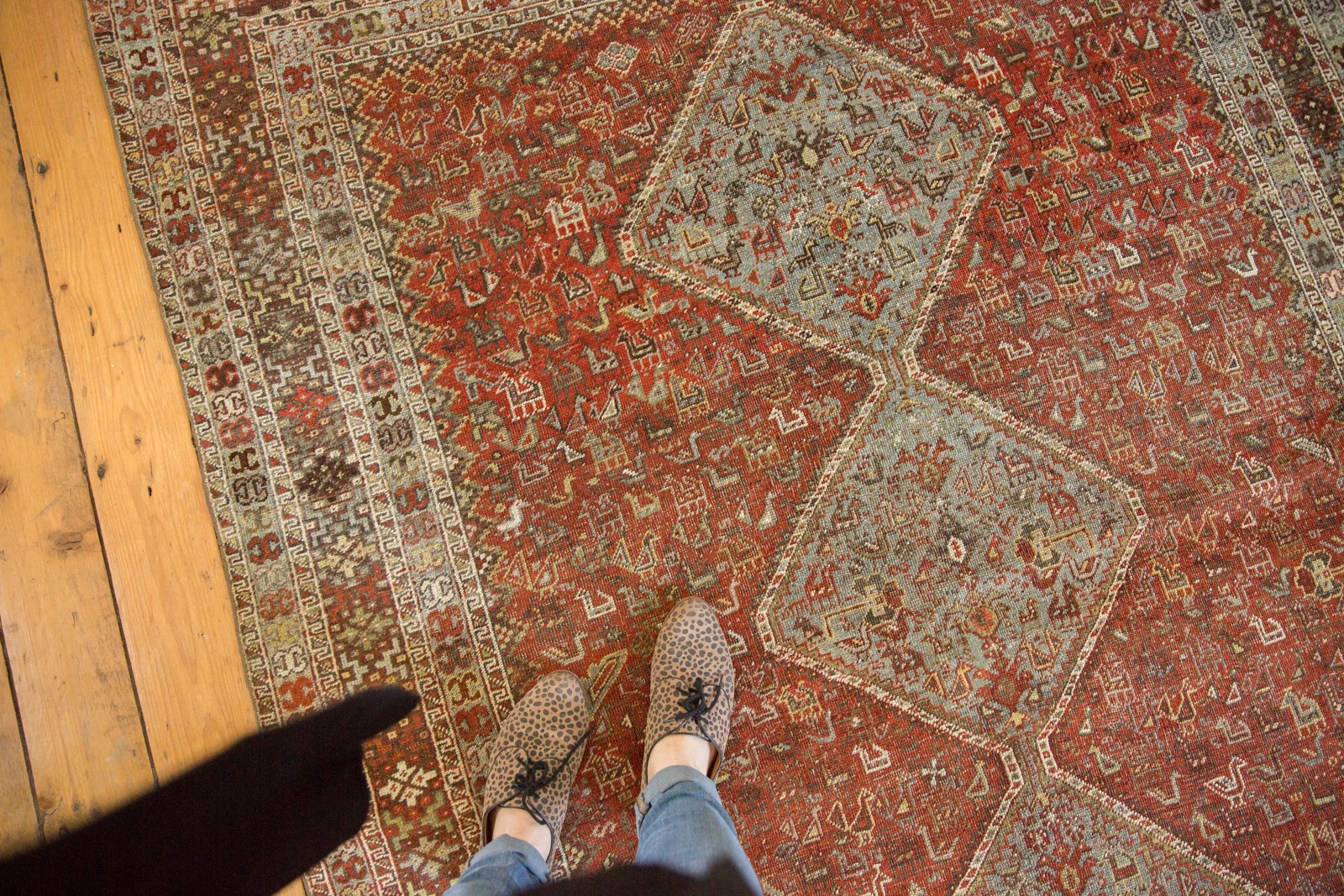 Vintage Distressed Qashqai Carpet