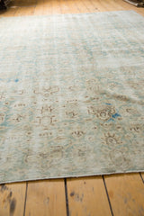 Distressed Sivas carpet's secured edge, showing thin pile texture and faded modern patterns.