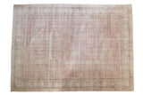 Distressed vintage Sivas hand-knotted carpet with allover boteh pattern in blush rose and ivory, 8'6