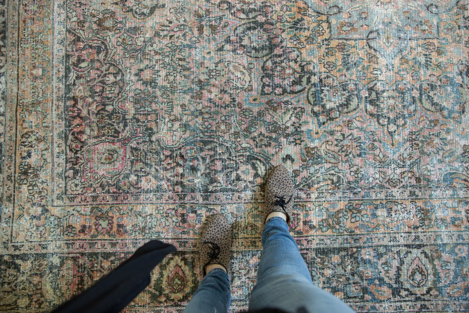 Vintage Distressed Khorassan Carpet