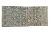 Vintage Distressed Malayer runner, faded allover Herati motif in blue, green, and ivory abrash.