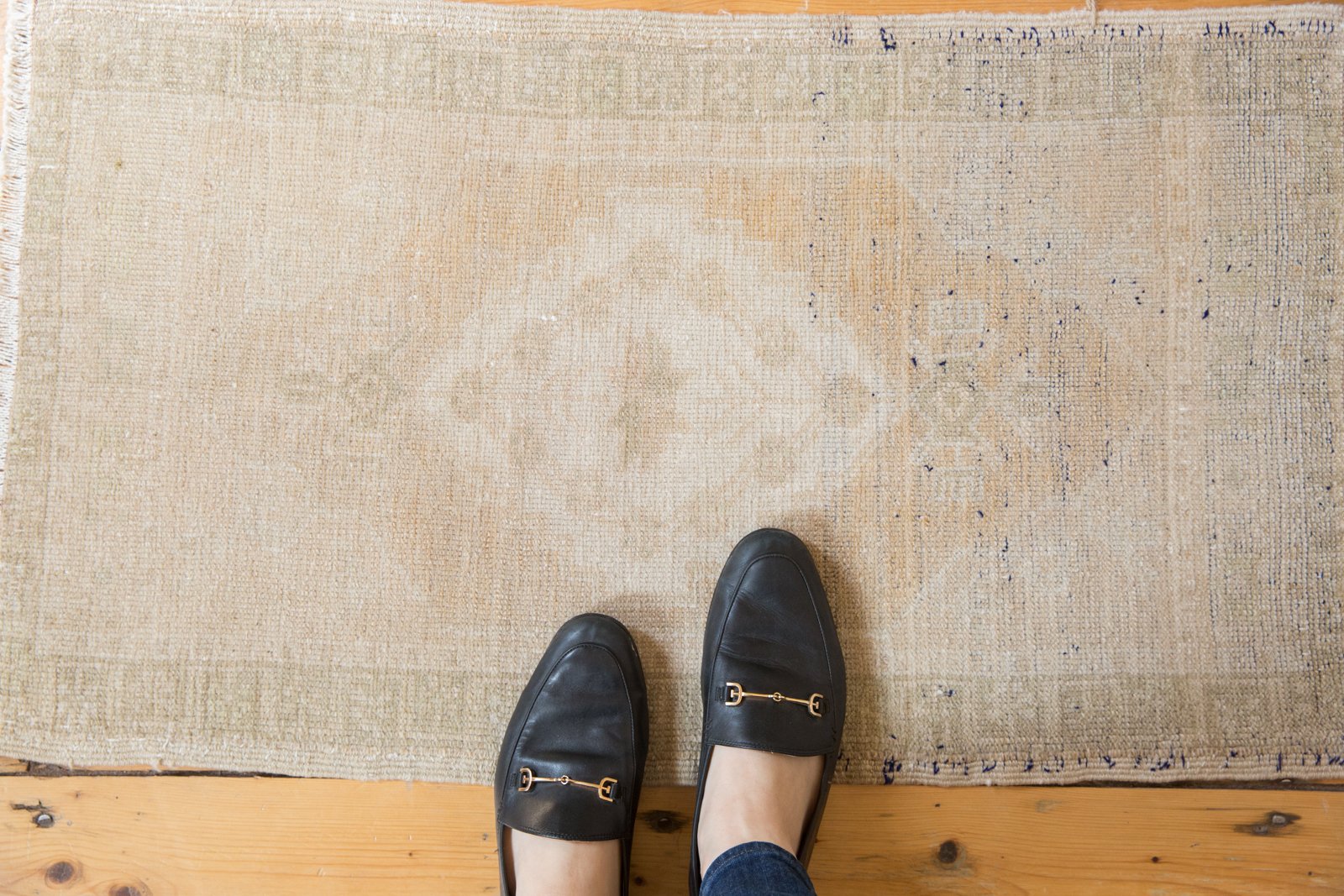 Vintage Distressed Oushak Rug Mat