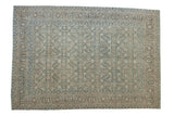 Vintage Tabriz carpet with allover Herati motif, Samovar border, seafoam green-blue and ivory, 6'6