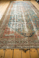 Vintage Distressed Malayer runner with tree of life motif, leopard spandrels, and muted denim blue.